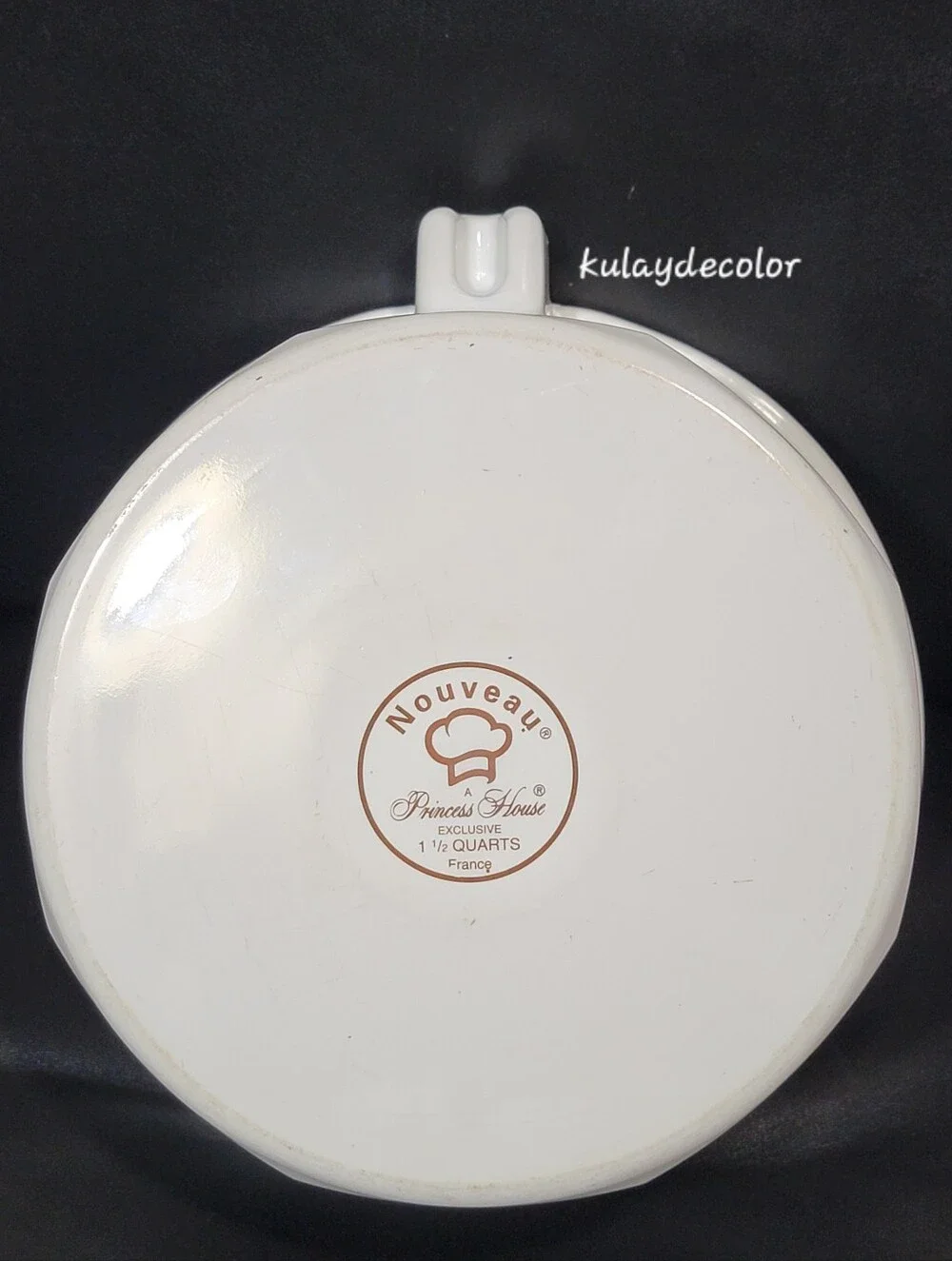 Princess House Nouveau 1.5 Qt Covered Casserole Dish Glass Lid White Saucepan